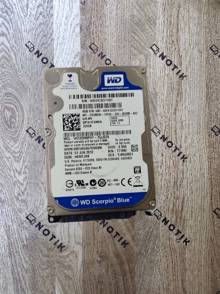 Жорсткий диск для ноутбука Western Digital Scorpio Blue 320GB 5.4K RPM SATA 2.5" (WD3200BPVT-75JJ5T0) Б/В
