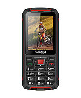 Телефон кнопочний броньований з потужною батареєю та гучним динаміком Sigma PR68 чорно-червоний