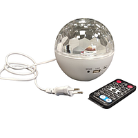 Диско шар Bluetooth WOW Led magic ball light Колонка MP3 плеер с пультом ДУ Белый