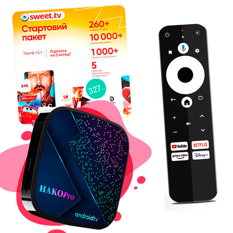 Приставка Смарт ТВ ( HAKOPRO S905Y4-B ) + Пакет Sweet TV (L) на 3 місяці, фото 1
