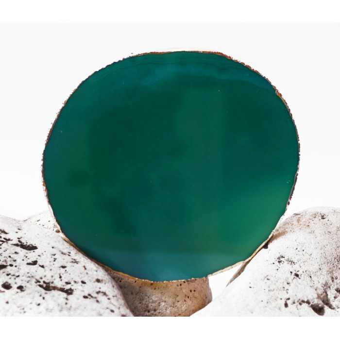 Зріз агата із золотою облямівкою 8 — 10 см Зелений