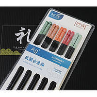 Палички для їжі 5 пар 24 см. Рибки п'ятиколірні