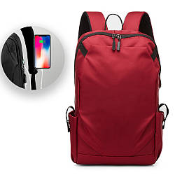 Рюкзак для ноутбука з USB заряджанням на 15 л, 1811 Червоний / Рюкзак міський / Рюкзак під ноутбук