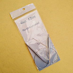 Спиці для в'язання, Метал, Довжина 40 см, Діаметр Спиць 4.5 мм, з'єднані Тросиком Плюс Голка