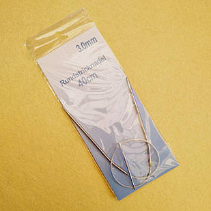 Спиці для В'язання, Метал, Довжина 40 см, Діаметр Спиць 3.0 мм, з'єднані Тросиком Плюс Голка