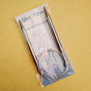 Спиці для в'язання, Метал, Довжина 100 см, Діаметр Спиць 9 мм, з'єднані Тросиком Плюс Голка