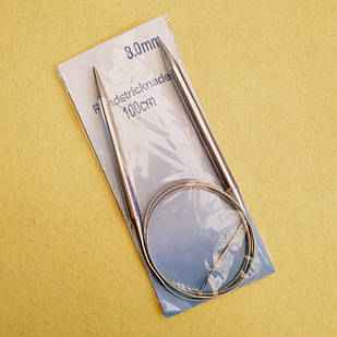 Спиці для в'язання, Метал, Довжина 100 см, Діаметр Спиць 8 мм, з'єднані Тросиком Плюс Голка