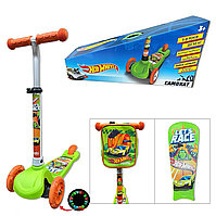 Самокат Хот Вілс з рюкзаком дитячий, колеса з підсвічуванням