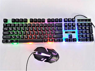 Комп'ютерна клавіатура з підсвіткою геймерська UKC M416 ART-5559 Combo Gamer ігрова клавіатура з мишкою, фото 2