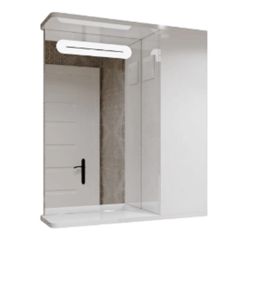 Дзеркальна шафа (600*700) ШК6 для ванної кімнати з підсвіткою, вимикачем та розеткою,  двері праворуч