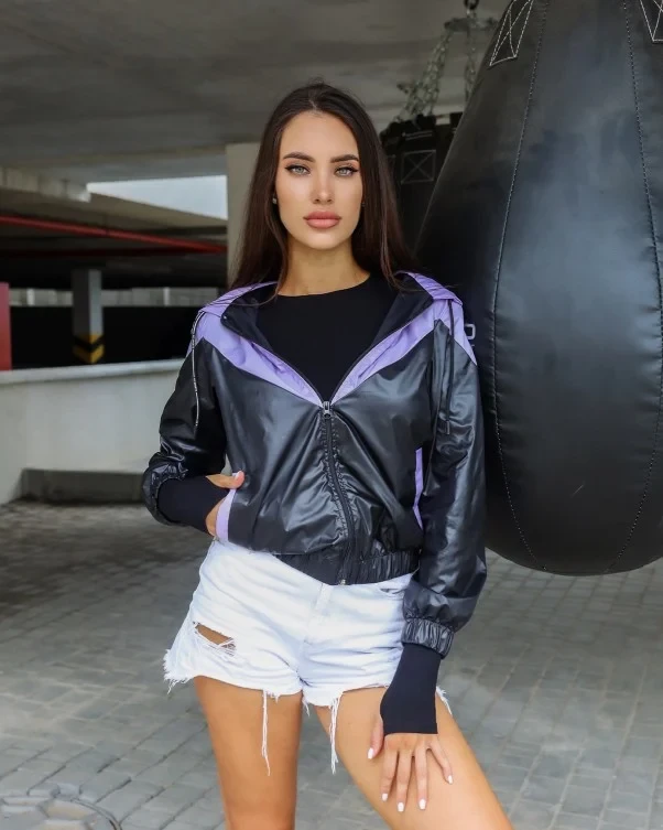 Куртки KUPI OPTOM SA-122 XL чорний/бузковий