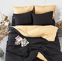 Семейный однотонный комплект постельного белья Бежевый коричневый черный бязь голд люкс Виталина