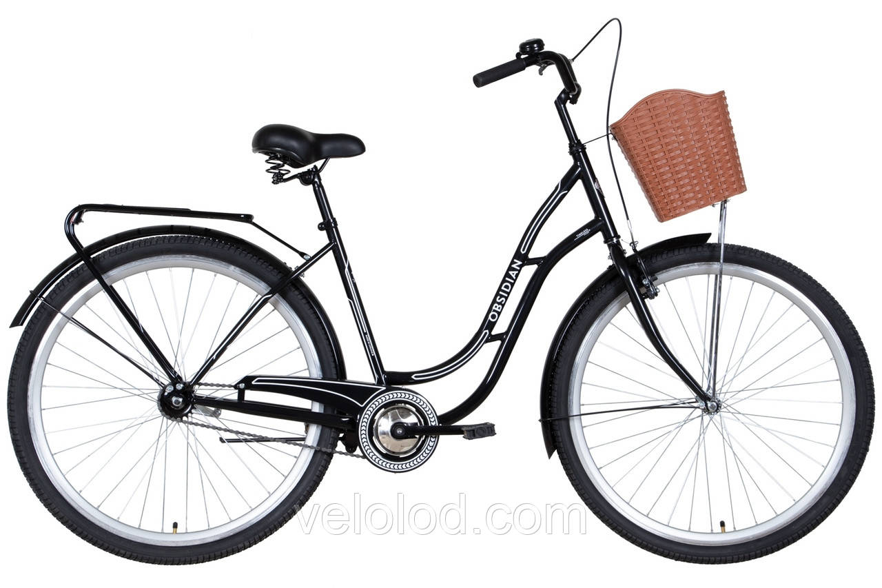 ВЕЛОСИПЕД ST 28" DOROZHNIK OBSIDIAN ТОРМОЗНАЯ С БАГАЖНИКОМ ЗАД ST, С КРЫЛОМ ST, С КОРЗИНОЙ PL 2022