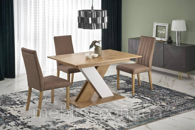 Розкладний стіл 130 дуб ланселот XARELTO 130-175/85/76 cm ніжки білі (Halmar)