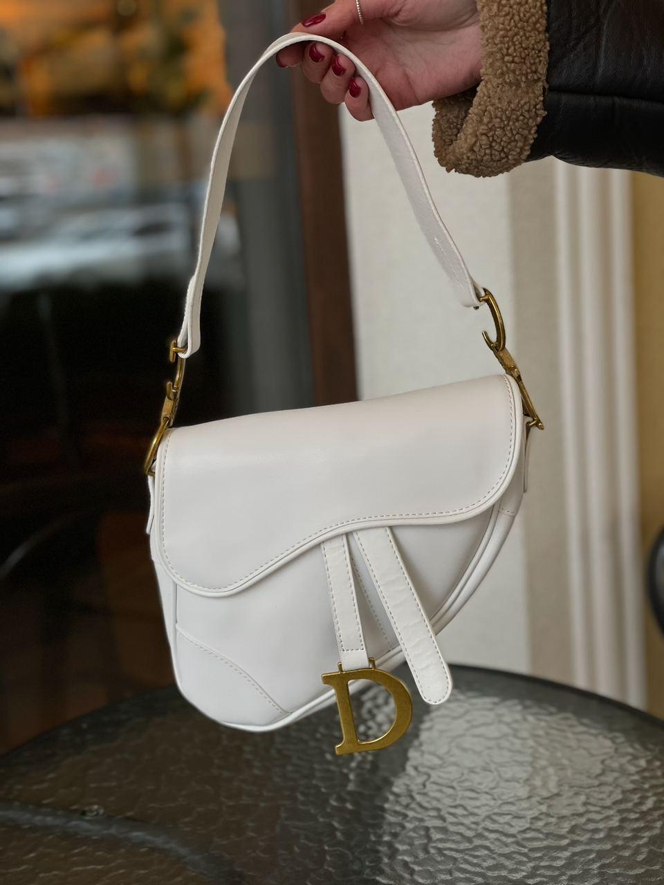 Жіноча мінісумка клатч Christian Dior Saddle White Premium (біла) KIS03029 красива стильна модна Крістіа топ, фото 1