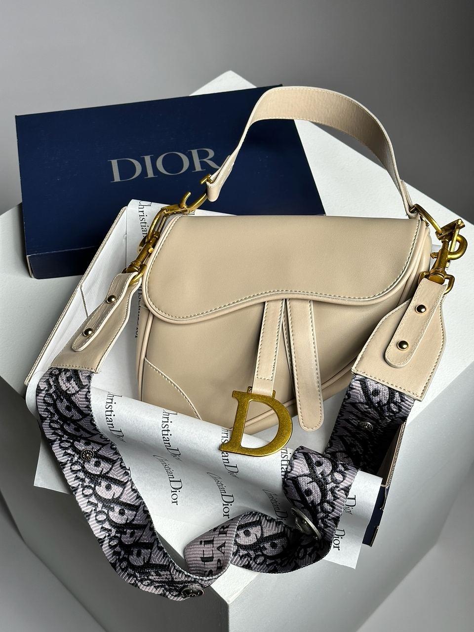 Жіноча мінісумка клатч Christian Dior Saddle Beige Premium (бежева) KIS03069 красива стильна модна Кришталева топ, фото 1