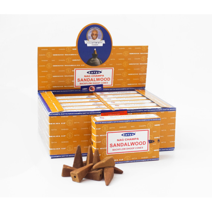Satya Back Flow cones SANDALWOOD 10 конусів у пачці