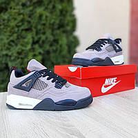 Женские кроссовки Nike Air Jordan 4 (сиреневые с чёрным) красивые спортивные осенне-весенние кроссы О20715 топ