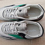 Чоловічі кросівки Reebok Classic (сірі з зеленим) яскраві повсякденні демісезонні кроси О10910 топ, фото 5