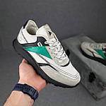 Чоловічі кросівки Reebok Classic (сірі з зеленим) яскраві повсякденні демісезонні кроси О10910 топ, фото 9