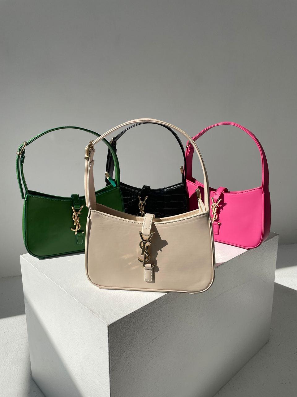 Жіноча сумка-клатч Yves Saint Laurent Hobo Beige (бежева) KIS06014 маленька сумочка з емблемою YSL Ів Сен Л топ, фото 1