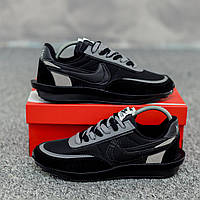 Мужские кроссовки Nike LD Waffle Sacai (чёрные с серым) стильные мягкие спортивные кроссы демисезон Fox1148 42