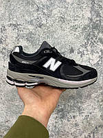 Мужские кроссовки New Balance 2002 Black Grey (чёрные с серым) удобные повседневные спорт кроссы I1226 cross