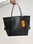Жіноча сумка шопер подарункова Louis Vuitton Neverfull Black torba0024 стильна з короткими ручками з логотипом топ, фото 3