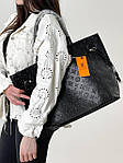 Жіноча сумка шопер подарункова Louis Vuitton Neverfull Black torba0024 стильна з короткими ручками з логотипом топ, фото 9