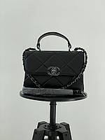 Женская сумка Chanel Classic Black/Black (черная) KIS04005 стильная на декоративной цепочке с эмблемой Шанель