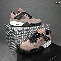 Мужские кроссовки Nike Air Jordan 4 (сиреневые с чёрным) стильные молодёжные весенние кроссы О10904 cross