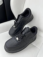 Женские кроссовки Nike Air Force 1 Black Lux (чёрные) низкие повседневные весенние кроссы 905676 топ