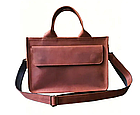 Шкіряна чоловіча сумка для документів з натуральної шкіри А4 з ручками через плече світло-коричнева, фото 2