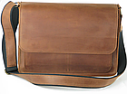 Чоловіча шкіряна сумка для документів формату А4 на плече з натуральної шкіри з клапаном світло-коричнева, фото 2