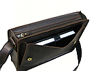 Чоловіча шкіряна сумка для документів із натуральної шкіри формату А4 на плече з клапаном коричнева, фото 2
