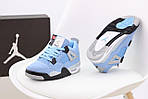 Чоловічі кросівки Nike Air Jordan 4 (блакитні із сірим і чорним) низькі спортивні кроси К13069 топ, фото 4