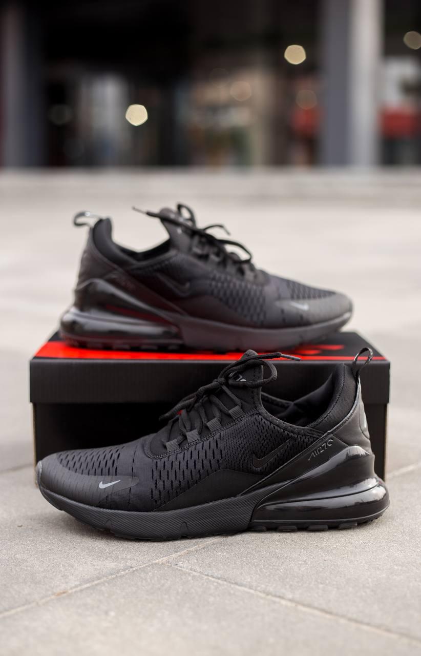 Чоловічі кросівки Nike Air Max 270 Black (чорні) спортивні м'які демісезонні кроси М0750 топ, фото 1