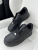 Женские кроссовки Nike Air Force 1 Black Lux (чёрные) низкие повседневные весенние кроссы 905676 cross