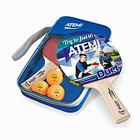 Набор настольный теннис ATEMI DUET NTT20021 2 ракетки 3 мяча чехол