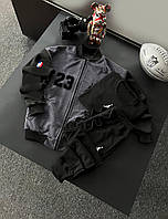Новый молодежный весенний комплект бомбер штаны + футболка Jordan темно-серый костюм джордан