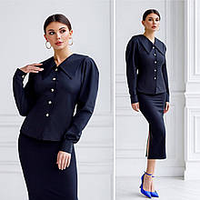 Сорочка жіноча з великим комірцем Люкс чорна (різні кольори) XS S M L