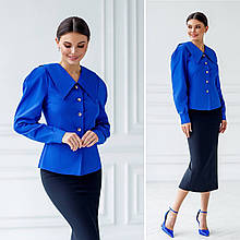 Сорочка жіноча з великим комірцем Люкс електрик (різні кольори) XS S M