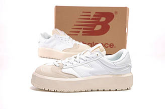 Жіночі кросівки New Balance CT302 (білі з бежевим) якісні низькі кеди на танкетці К14299 vkross