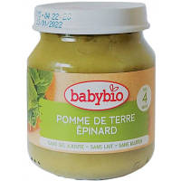 Детское органическое овощное пюре BabyBio из картофеля и шпината с 4 месяцев, 130 г