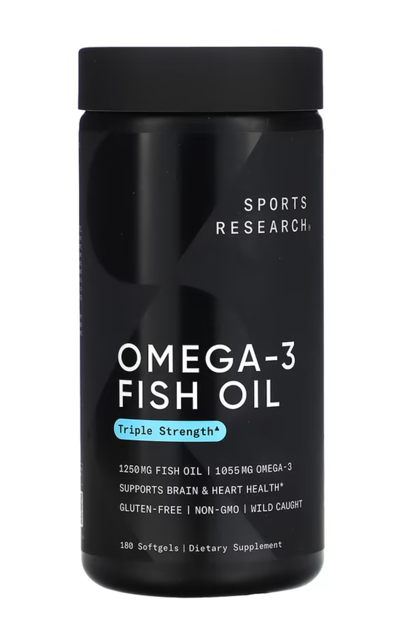 Sports Research Triple Strength Omega-3 Fish Oil 1250 mg 180 Softgels