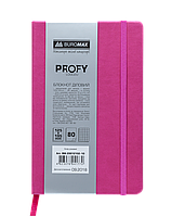 Блокнот діловий Buromax PROFY LOGO2U 125*195мм 80 аркушів у клітинку обкладинка зі штучної шкіри рожева