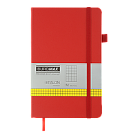 Блокнот 125*195 96 арк. клітинка Buromax Etalon обкладинка штучна шкіра червоний