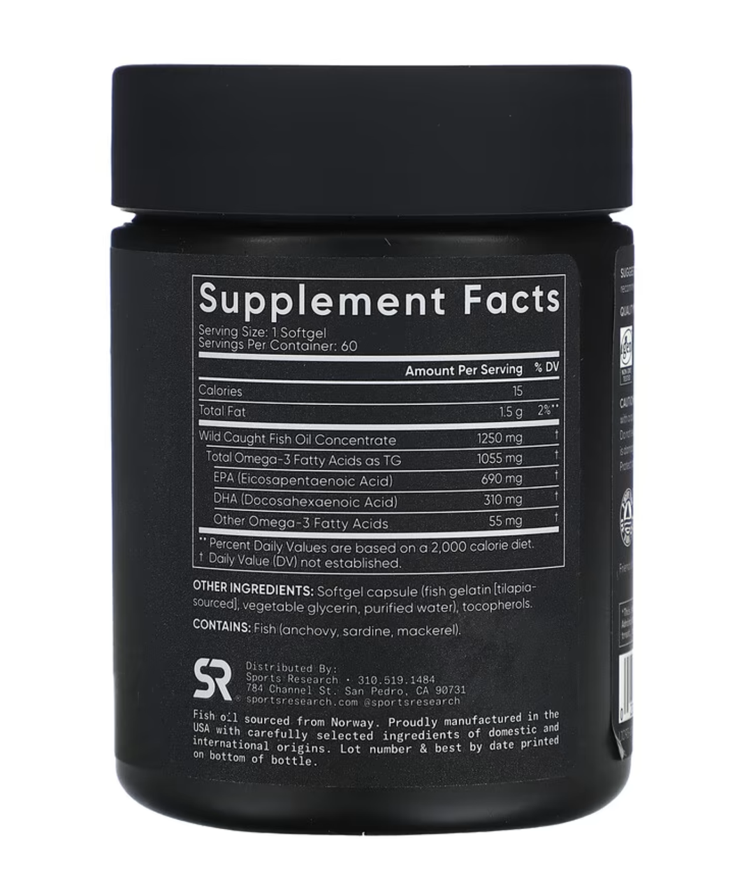Sports Research Triple Strength Omega-3 Fish Oil 1250 mg 60 Softgels ...