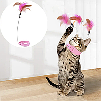 Іграшка для кішки нашийник з пір'ям колір: рожевий