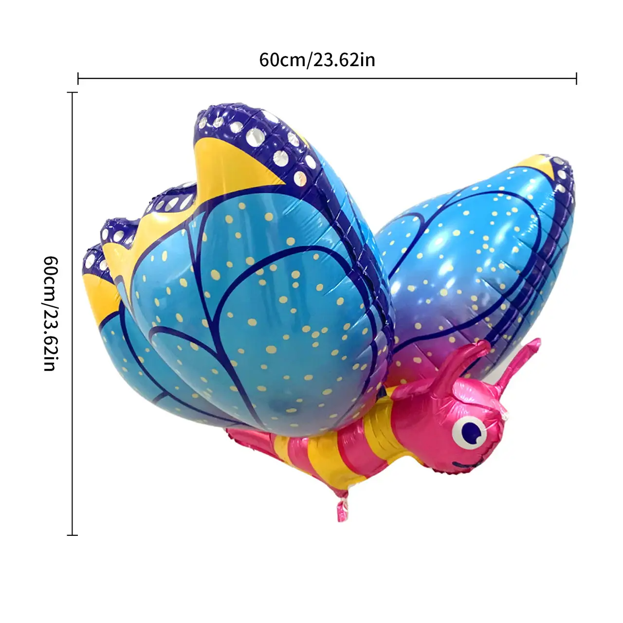 Фольгована повітряна куля Метелик 3D Блакитні крила, 60х60 см